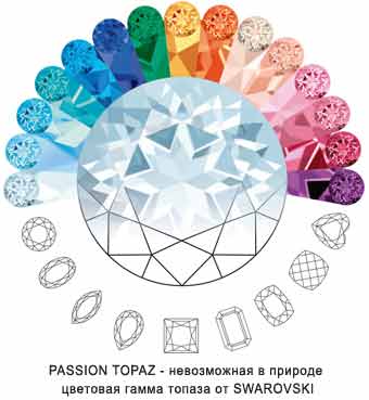 мульти цвета Топазов Сваровски 